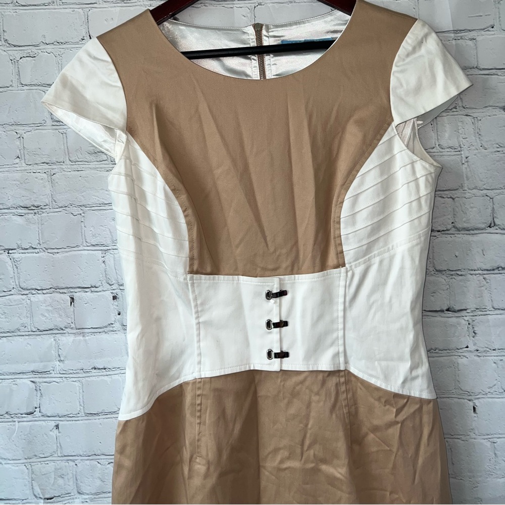 Antonio Melani Tan & White sleeveless dress size 6 - Picture 5 of 16
